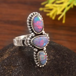 Australian Opal Size US 6 925 Sterling Silver Ring (REXT95-34)