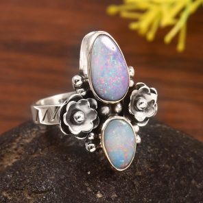 Australian Opal Size US 6 925 Sterling Silver Ring (REXT95-32)