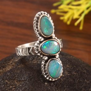 Australian Opal Size US 7 925 Sterling Silver Ring (REXT95-61)