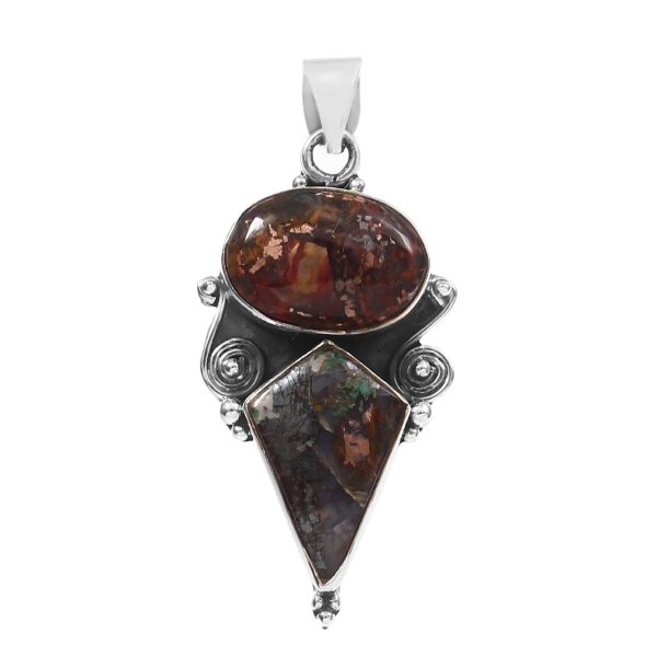 Copper Chrysocolla 1.5â€³ 925 Sterling Silver Pendant (RS5-51)