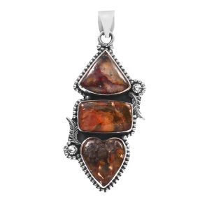 Copper Chrysocolla 1.5â€³ 925 Sterling Silver Pendant (RS5-52)