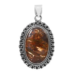 Copper Chrysocolla 1.5â€³ 925 Sterling Silver Pendant (RS5-44)