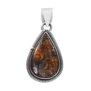 Copper Chrysocolla 1.5â€³ 925 Sterling Silver Pendant (RS5-45)