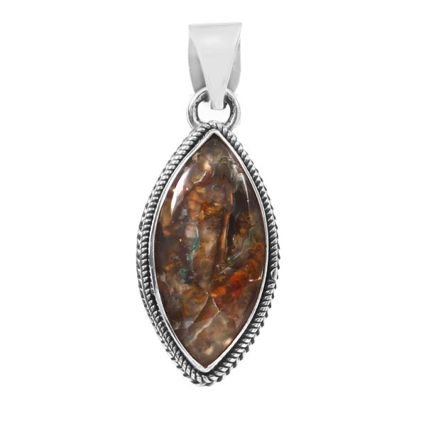 Copper Chrysocolla 1.5â€³ 925 Sterling Silver Pendant (RS5-47)