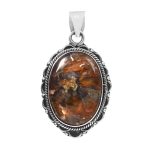 Copper Chrysocolla 1.5â€³ 925 Sterling Silver Pendant (RS5-48)