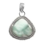 Green Larimar 1.5â€³ 925 Sterling Silver Pendant (REXT27-66)