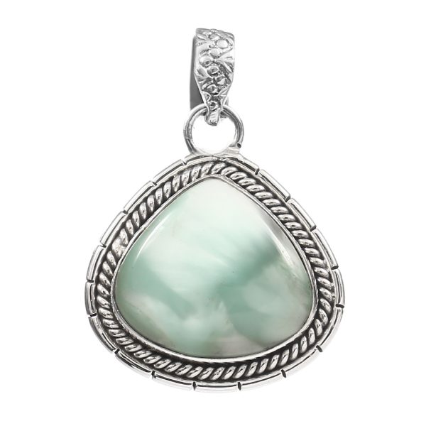 Green Larimar 1.5â€³ 925 Sterling Silver Pendant (REXT27-66)