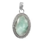 Green Larimar 1.5â€³ 925 Sterling Silver Pendant (REXT27-68)