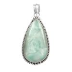 Green Larimar 1.75â€³ 925 Sterling Silver Pendant (REXT27-50)