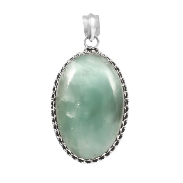 Green Larimar 1.75â€³ 925 Sterling Silver Pendant (REXT27-51)