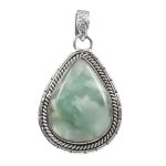 Green Larimar 1.5â€³ 925 Sterling Silver Pendant (REXT27-70)