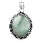 Green Larimar 1.5â€³ 925 Sterling Silver Pendant (REXT27-57)