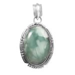 Green Larimar 1.5â€³ 925 Sterling Silver Pendant (REXT27-72)