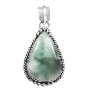 Green Larimar 1.5â€³ 925 Sterling Silver Pendant (REXT27-64)