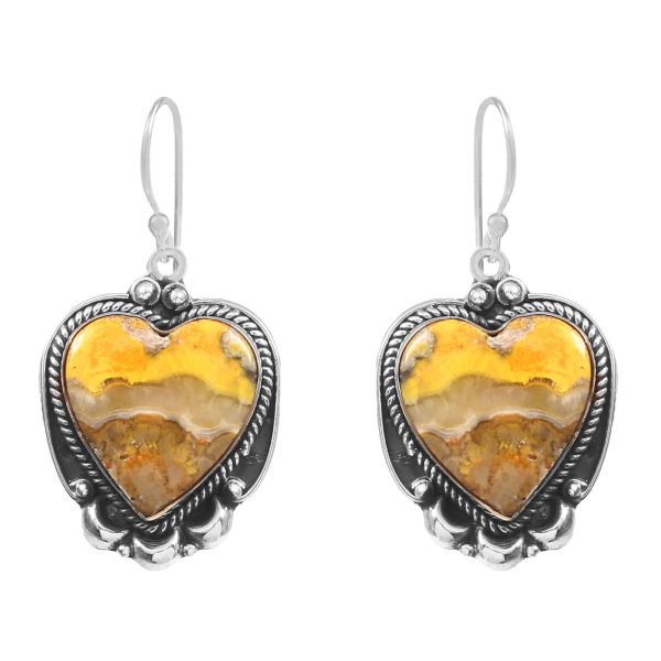 Bumble Bee Jasper 1.5â€³ 925 Sterling Silver Earring (REXT27-158)