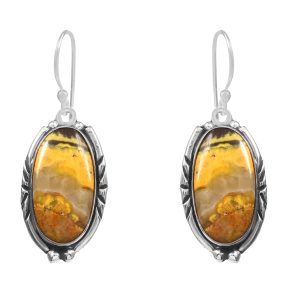 Bumble Bee Jasper 1.5â€³ 925 Sterling Silver Earring (REXT27-91)