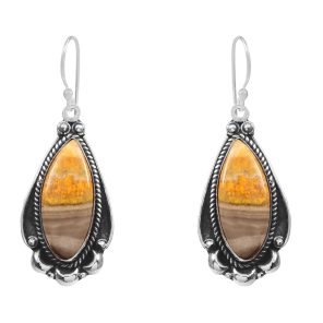Bumble Bee Jasper 1.5â€³ 925 Sterling Silver Earring (REXT27-160)