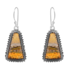 Bumble Bee Jasper 1.5â€³ 925 Sterling Silver Earring (REXT27-169)