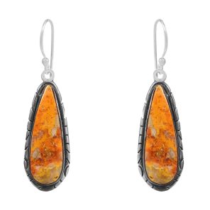 Bumble Bee Jasper 1.5â€³ 925 Sterling Silver Earring (REXT27-95)