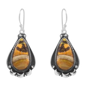 Bumble Bee Jasper 1.5â€³ 925 Sterling Silver Earring (REXT27-162)