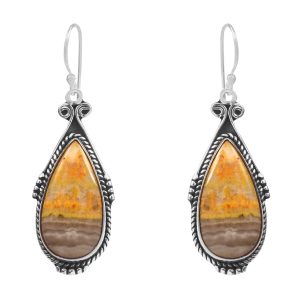 Bumble Bee Jasper 1.5â€³ 925 Sterling Silver Earring (REXT27-294)
