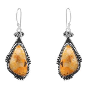 Bumble Bee Jasper 1.5â€³ 925 Sterling Silver Earring (REXT27-295)