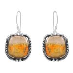 Bumble Bee Jasper 1.5â€³ 925 Sterling Silver Earring (REXT27-96)