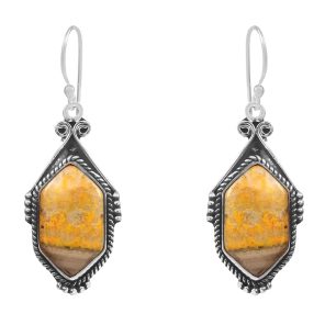 Bumble Bee Jasper 1.5â€³ 925 Sterling Silver Earring (REXT27-296)