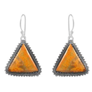 Bumble Bee Jasper 1.5â€³ 925 Sterling Silver Earring (REXT27-171)
