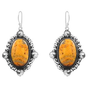 Bumble Bee Jasper 1.5â€³ 925 Sterling Silver Earring (REXT27-130)
