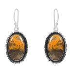 Bumble Bee Jasper 1.5â€³ 925 Sterling Silver Earring (REXT27-75)