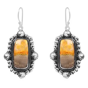 Bumble Bee Jasper 1.5â€³ 925 Sterling Silver Earring (REXT27-131)