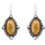 Bumble Bee Jasper 1.5â€³ 925 Sterling Silver Earring (REXT27-132)