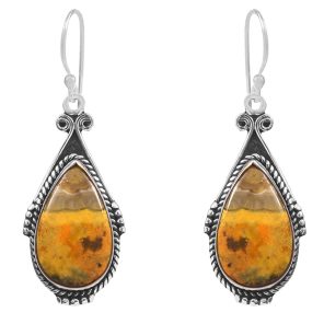 Bumble Bee Jasper 1.5â€³ 925 Sterling Silver Earring (REXT27-297)