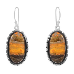 Bumble Bee Jasper 1.5â€³ 925 Sterling Silver Earring (REXT27-78)