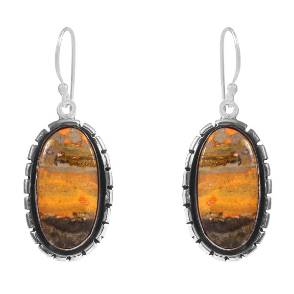 Bumble Bee Jasper 1.5â€³ 925 Sterling Silver Earring (REXT27-78)