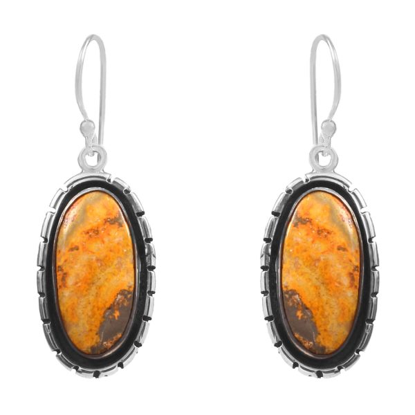 Bumble Bee Jasper 1.5â€³ 925 Sterling Silver Earring (REXT27-81)