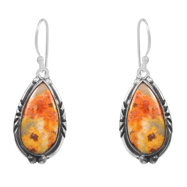 Bumble Bee Jasper 1.5â€³ 925 Sterling Silver Earring (REXT27-104)