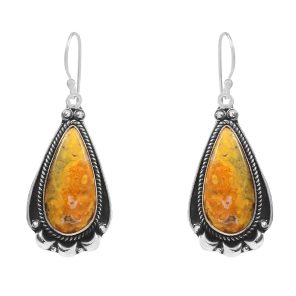Bumble Bee Jasper 1.5â€³ 925 Sterling Silver Earring (REXT27-166)