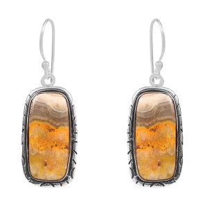 Bumble Bee Jasper 1.5â€³ 925 Sterling Silver Earring (REXT27-105)
