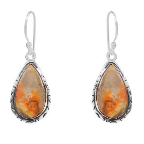Bumble Bee Jasper 1.5â€³ 925 Sterling Silver Earring (REXT27-108)