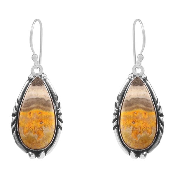 Bumble Bee Jasper 1.5â€³ 925 Sterling Silver Earring (REXT27-115)