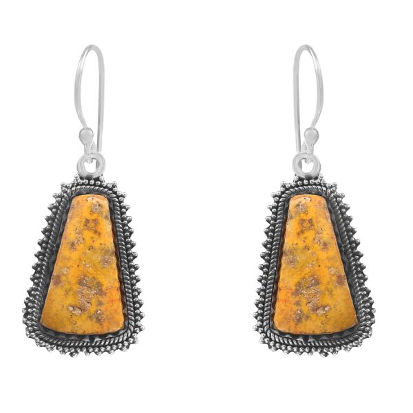 Bumble Bee Jasper 1.5â€³ 925 Sterling Silver Earring (REXT27-174)