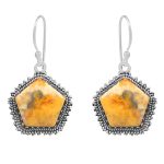Bumble Bee Jasper 1.5â€³ 925 Sterling Silver Earring (REXT27-175)