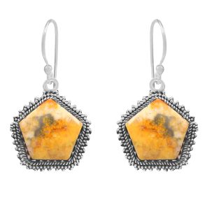 Bumble Bee Jasper 1.5â€³ 925 Sterling Silver Earring (REXT27-175)