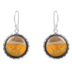 Bumble Bee Jasper 1.5â€³ 925 Sterling Silver Earring (REXT27-82)