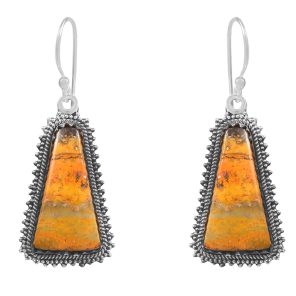 Bumble Bee Jasper 1.5â€³ 925 Sterling Silver Earring (REXT27-176)