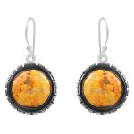 Bumble Bee Jasper 1.5â€³ 925 Sterling Silver Earring (REXT27-83)