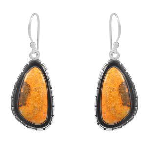 Bumble Bee Jasper 1.5â€³ 925 Sterling Silver Earring (REXT27-84)
