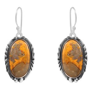 Bumble Bee Jasper 1.5â€³ 925 Sterling Silver Earring (REXT27-111)
